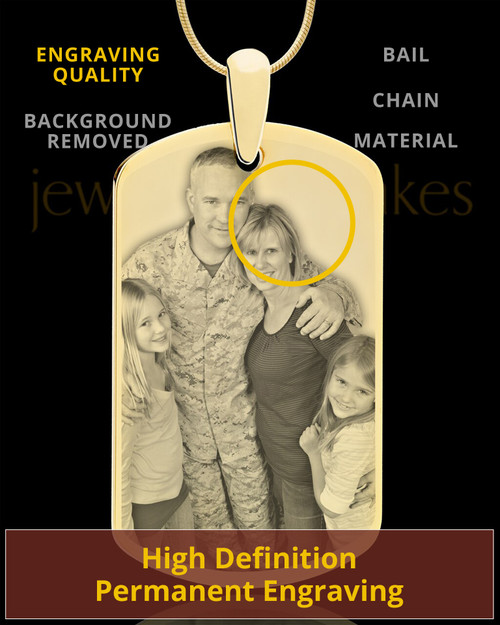 Gold Plated Custom Engraved Photo Dog Tag Necklace