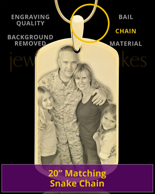 Gold Plated Custom Engraved Photo Dog Tag Necklace