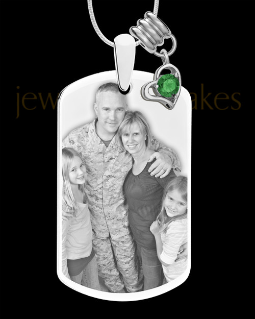 May Photo Engraved Stainless Steel Dog Tag Pendant With Chain