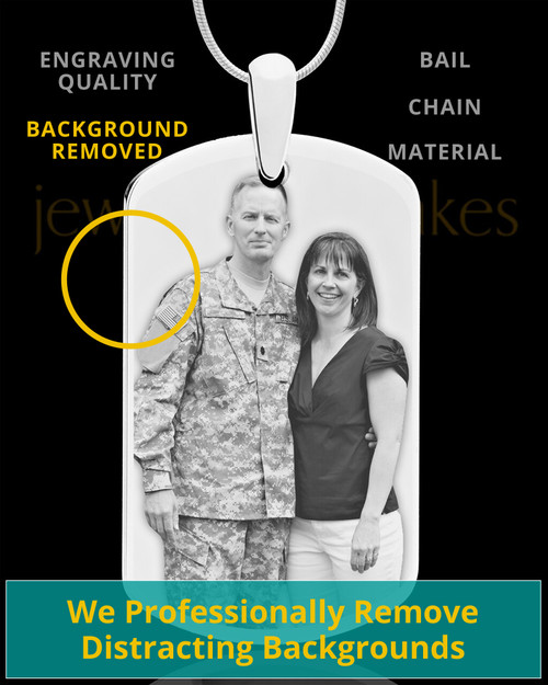 Custom Photo Engraved Dog Tag Pendant With Chain In Stainless Steel