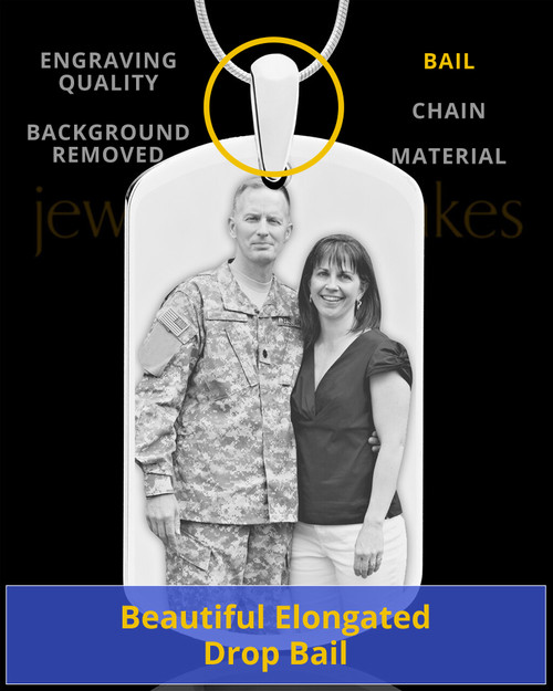 Custom Photo Engraved Dog Tag Pendant With Chain In Stainless Steel