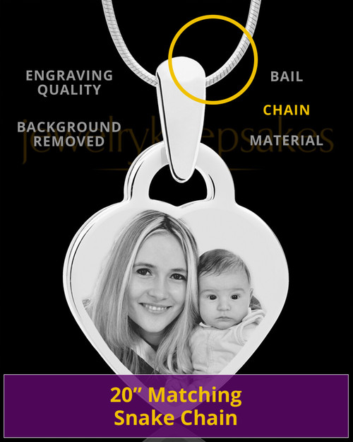 Photo Engraved Small Heart Pendant Stainless Steel