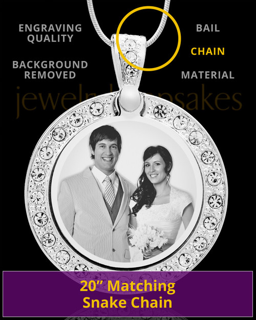 Custom Photo Engraved Pendant Necklace Gem Circle