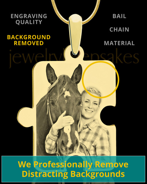Photo Engraved Large Puzzle Pet Pendant Gold Plated
