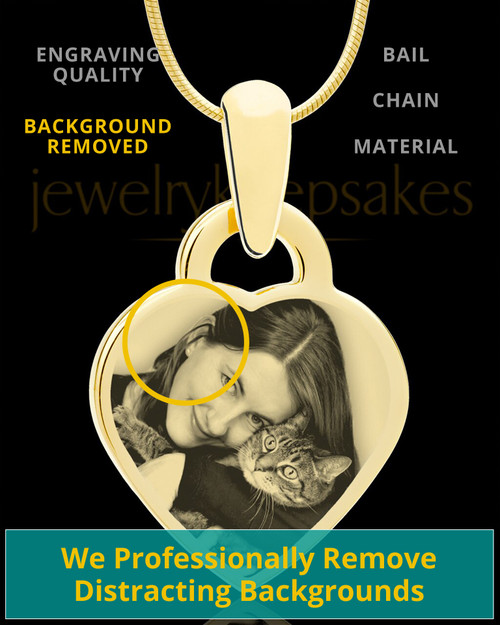 Photo Engraved Small Heart Pet Pendant Gold Plated over Stainless