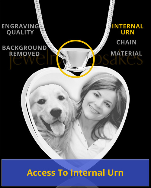 Photo Engraved Heart Stainless Cremation Pet Pendant