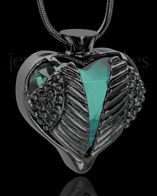 Black Plated Stainless Steel Turquoise Fond Emotions Jewelry Keepsake