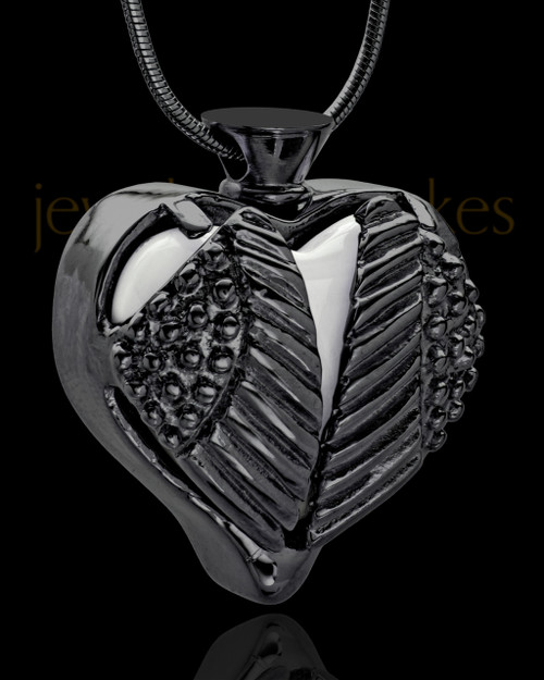 Black Plated Stainless Steel White Fond Emotions Jewelry Keepsake