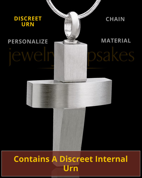 Stainless Steel Jewelry Urn Modern Cross