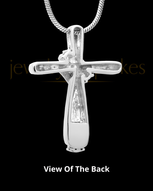 Personalized Cross Cremation Pendant For Ashes Sterling Silver