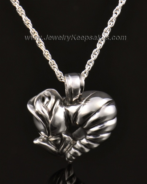 Memorial Locket 14k White Gold Roses Heart Keepsake