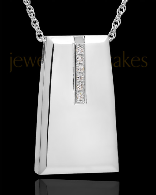 Cremation Locket Sterling Silver Shimmer Rectangle