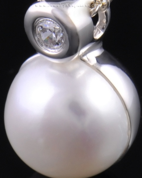 Memorial Urn Pendant Sterling Silver Round Lily