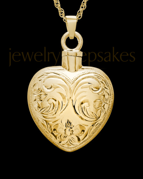 Cremation Urn Locket 14K Gold Spirit Heart