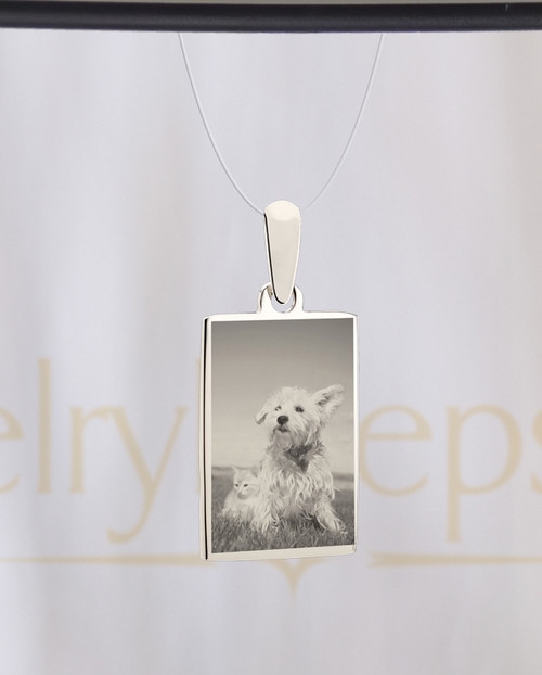 Pet Rectangle Stainless Photo Reflection Jewelry