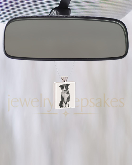 Photo Engraved Rectangle Stainless Pet Cremation Reflection Pendant