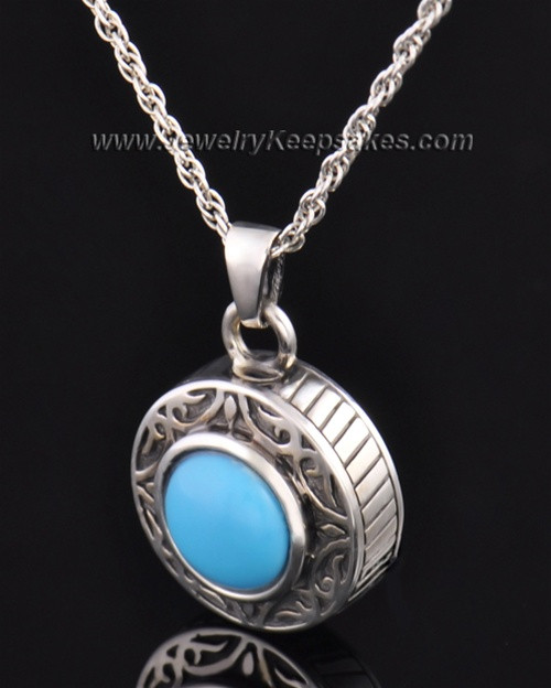 Keepsake Cremation Jewelry Sterling Silver with Turquoise