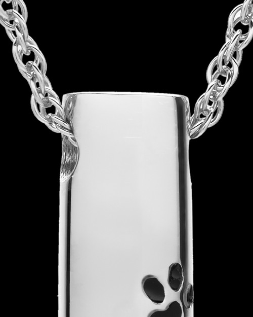 Pet Ash Pendant Sterling Silver Paw Cylinder Keepsake