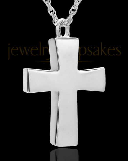 Memorial Locket 14K White Gold Parchment Cross Keepsake