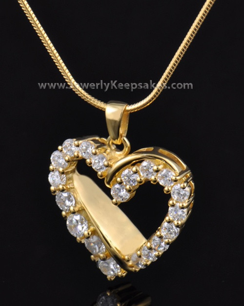 Cremation Urn Pendant Gold Plated Glimmer Heart