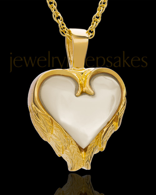 Remembrance Pendant Gold Plated Winged Heart Keepsake