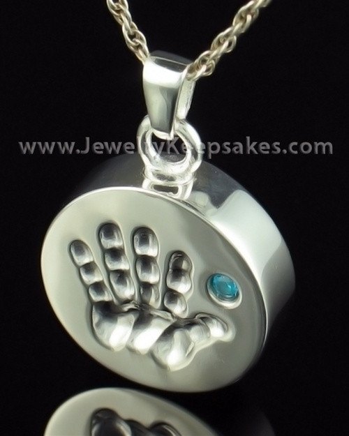 Remembrance Jewelry Sterling Silver My Hand Blue Keepsake