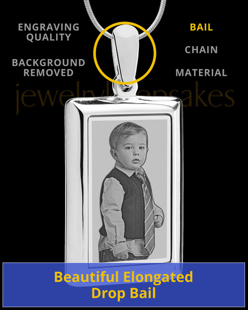 Silver Framed Rectangle Photo Engraved Pendant