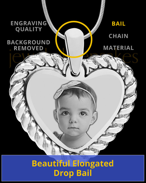 Silver Framed Heart Photo Engraved Pendant