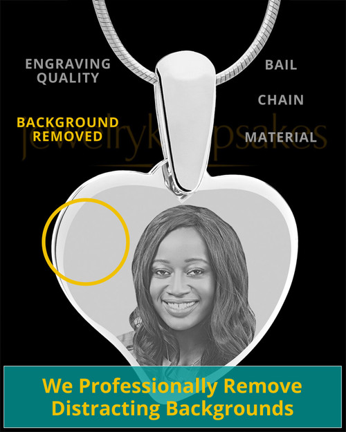 Silver Curved Heart Photo Engraved Pendant