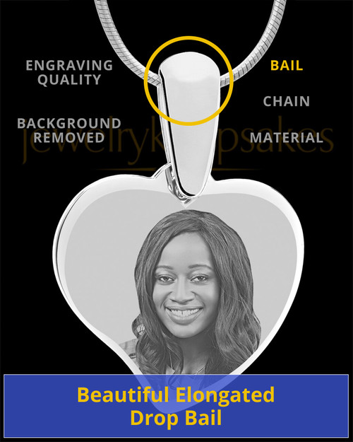 Silver Curved Heart Photo Engraved Pendant