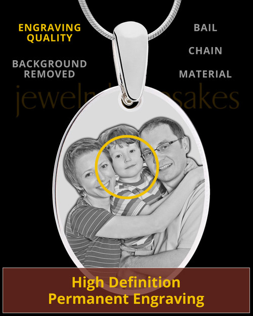 Silver Large Oval Photo Engraved Pendant