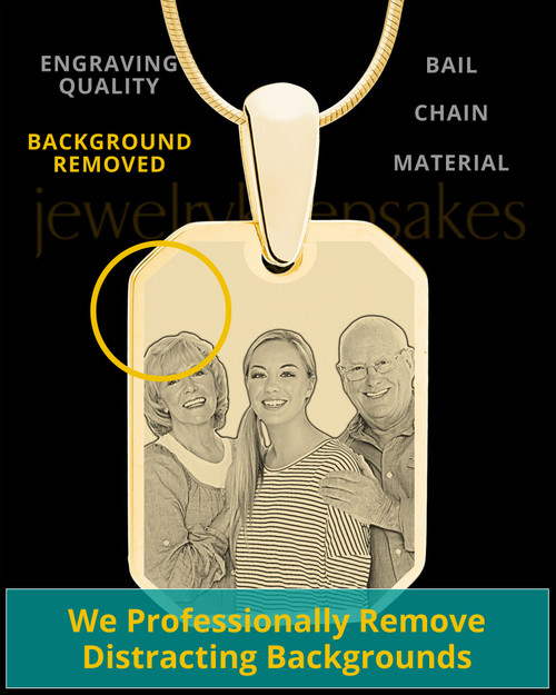 Gold Plated Octagon Photo Engraved Pendant Stainless Steel