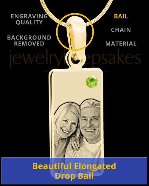 August Photo Engraved Gold Long Rectangle