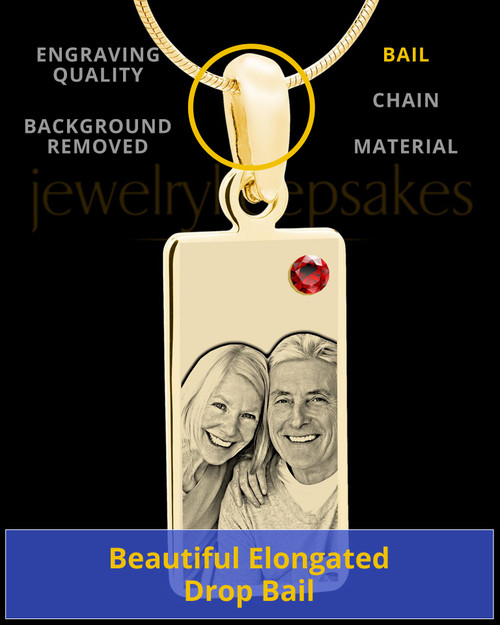 January Photo Engraved Gold Long Rectangle