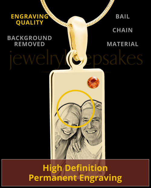 November Photo Engraved Gold Long Rectangle