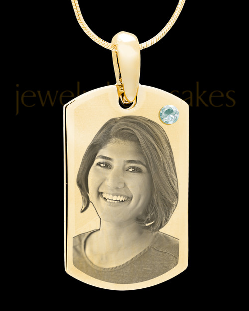 April Gold Photo Engraved Small Dog Tag