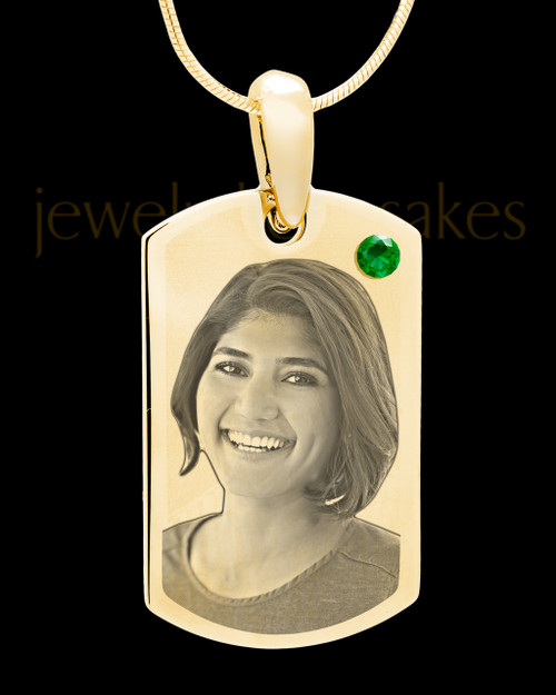 May Gold Photo Engraved Small Dog Tag