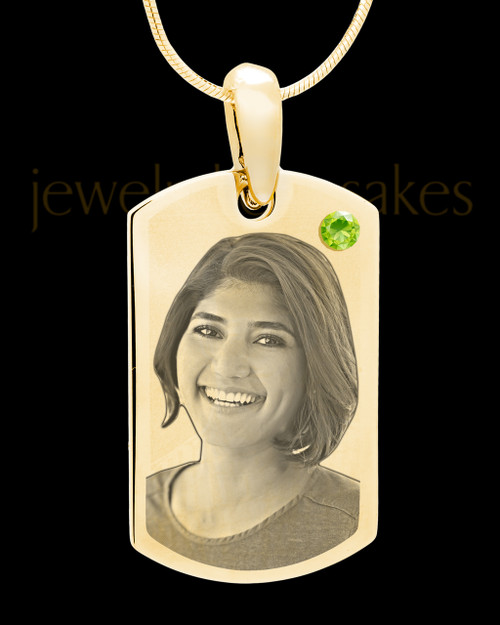 August Gold Photo Engraved Small Dog Tag