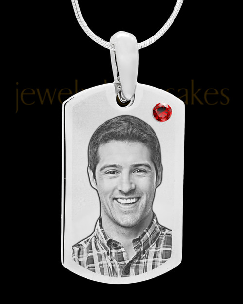 January Stainless Photo Small Dog Tag