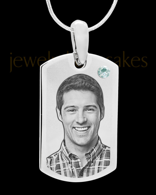 April Stainless Photo Small Dog Tag