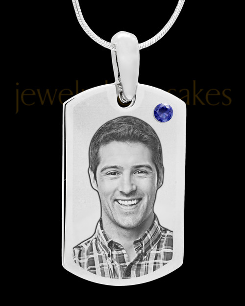 September Stainless Photo Small Dog Tag