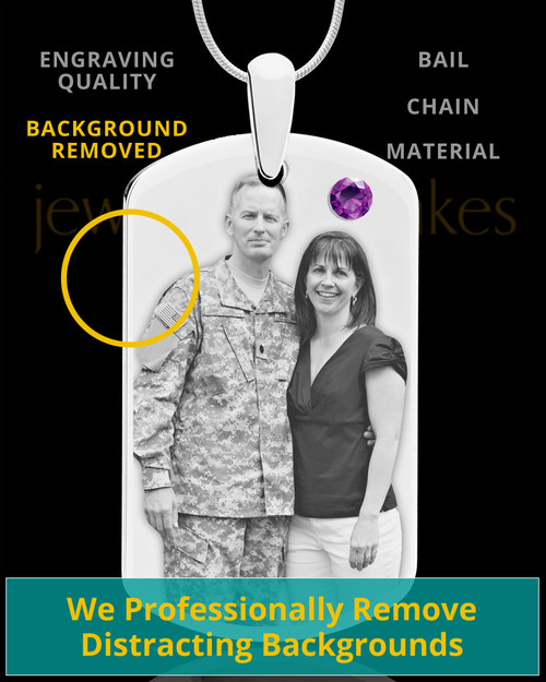 February Birthstone Dog Tag Stainless Photo Pendant