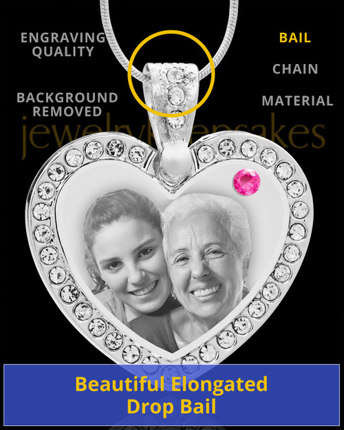 October Gem Heart Birthstone Stainless Photo Pendant