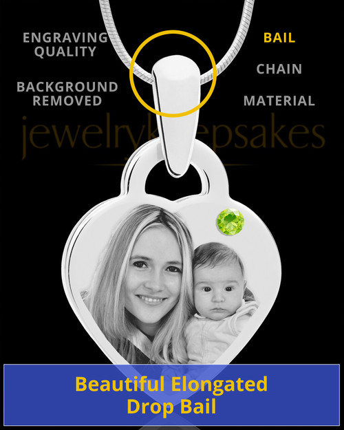 August Small Heart Stainless Photo Engraved Pendant