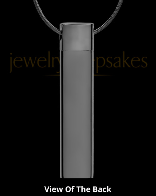 Custom Black Plated Cylinder Urn Necklace for Ashes With Engraving