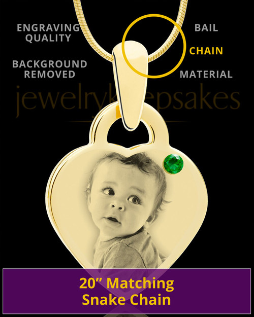 May Gold Small Photo Engraved Heart Pendant