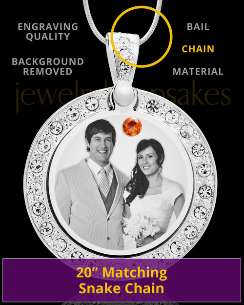 November Birthstone Gem Circle Photo Engraved Pendant