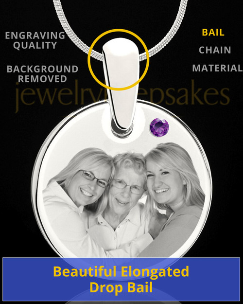 February Round Birthstone Stainless Steel Photo Pendant