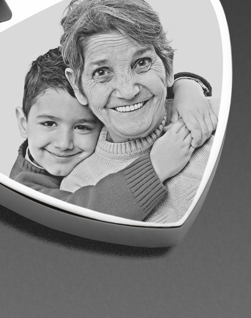 Photo Engraved Heart Stainless Keychain