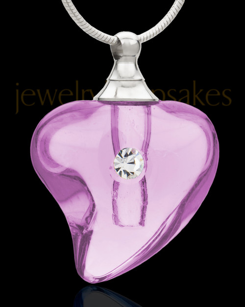 Violet Shapely Heart Glass Jewelry Urn